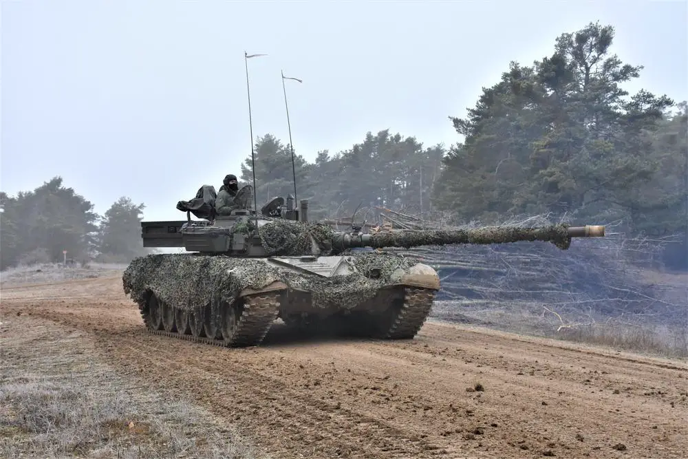 Slovenian troops operate an M-84 battle tank during Exercise Allied Spirit 22 at the Joint Multinational Readiness Center, Hohenfels Training Area, Germany, Jan. 25. 