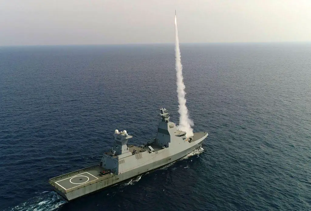 C-Dome onboard missile defense system fires a Tamir interceptor missile