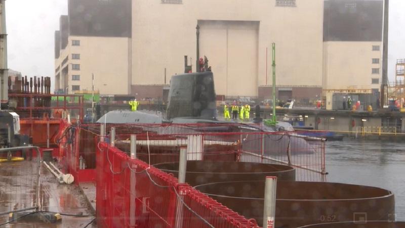 The Royal Navy’s newest submarine HMS Anson has performed her first dive – in the safety of an enormous dock.