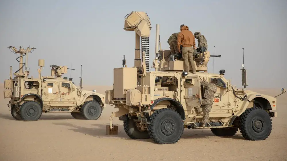 U.S. Soldiers with the 1st Stryker Battalion, 4th Infantry Division, conduct Mobile Low, Slow, Small Unmanned Aerial Vehicle Integrated Defense System (M-LIDS) training, Camp Buehring, Kuwait, Jan. 25, 2022.