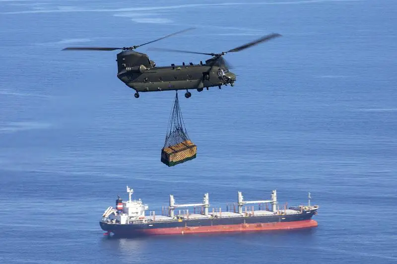 Royal Air Force Chinook CH47 Helicopter Delivers Radar Components to Rock of Gibraltar