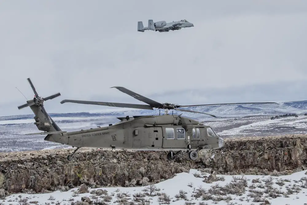 The training rescue missions involved 124th Fighter Wing A-10 Thunderbolt II pilots escorting Idaho Army National Guard Aviation Group’s UH-60 Black Hawk pilots along the safest route of a simulated combat zone and advising them of any possible enemy threats.