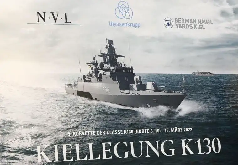Naval Vessels Lurssen Group Group Lays Keel for Final of German Navy K130 Corvettes