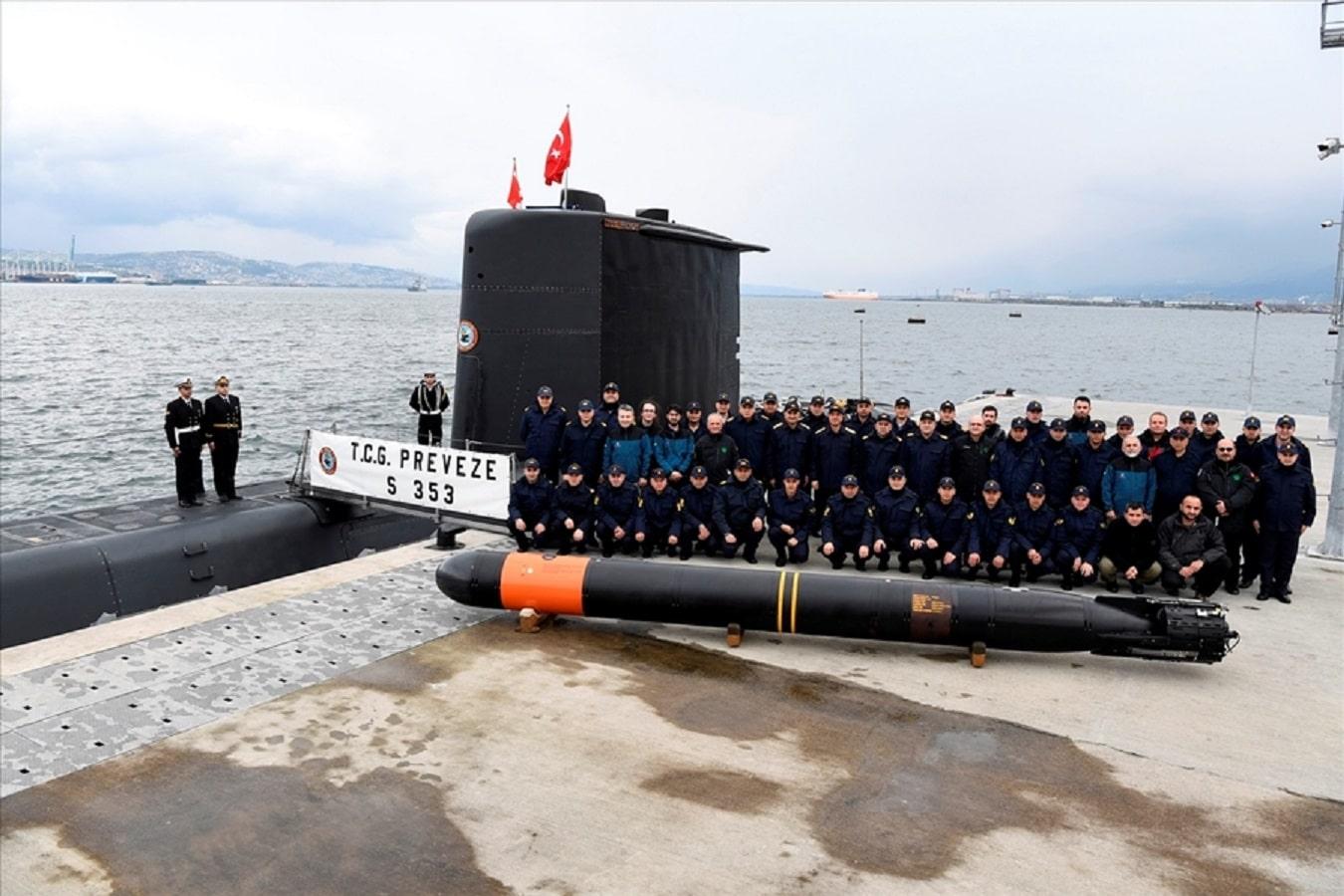 Turkish Navy Submarine TCG Preveze (S-353) Test-Fires New AKYA Heavy Weight Torpedo
