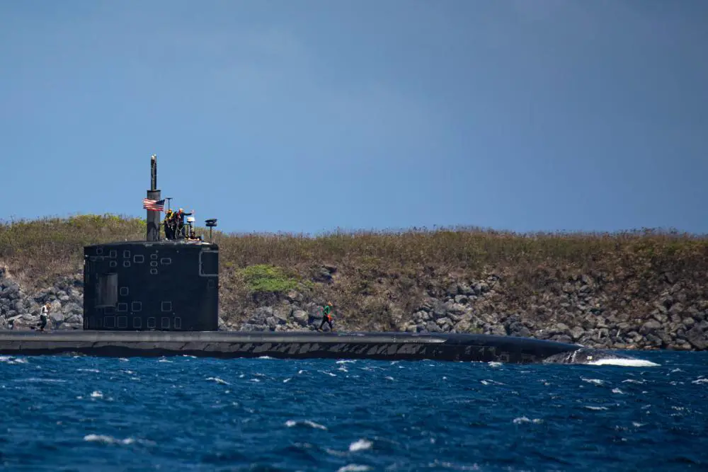 The Los Angeles-class fast-attack submarine USS Springfield (SSN 761) arrives at Naval Base Guam from Joint Base Pearl Harbor-Hickam for a homeport shift, March 21.