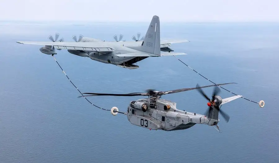 The CH-53K successfully completed an air-to-air refueling (AAR) test with the help of a U.S. Marine Corps KC-130J Super Hercules aerial refueling tanker in April 2021. 
