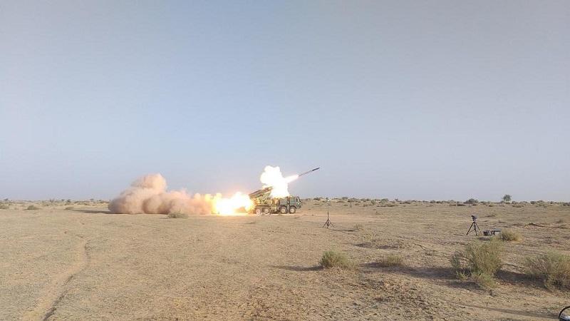 Pinaka Mk-I (Enhanced Range) Rocket System with advanced technology, various munitions and new fuzes successfully flight-tested in a series of trials held at Pokhran.