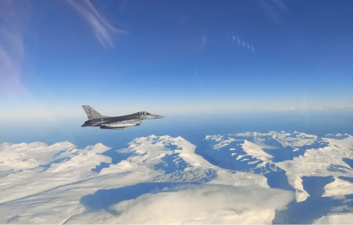 Portuguese F-16 patrolling over Iceland during their recent deployment as part of the NATO Air Policing mission.