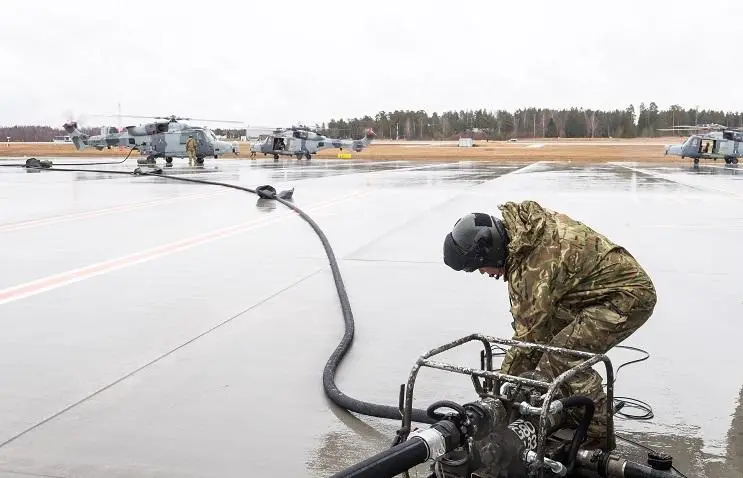 Royal Air Force Hercules C-130J Conducts Tactical Refuelling of  British Army Helicopters in Estonia