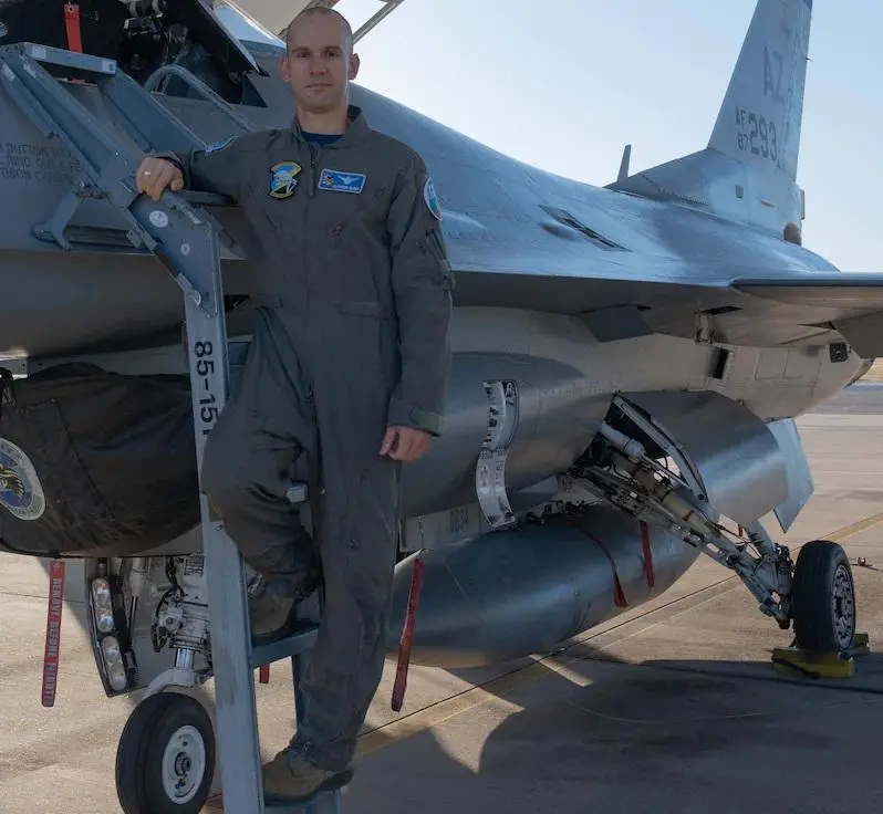 Capt. Aleksandar Velinov, a Bulgaria air force F-16 pilot, is the first pilot from his country to graduate from the 162nd Wing's international pilot training program.