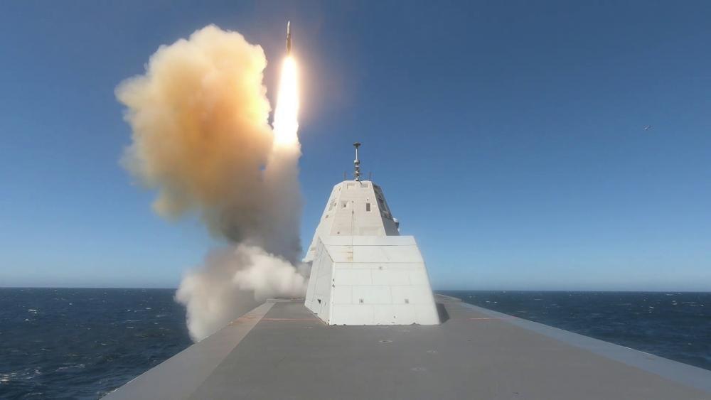 US Navy Guided-missile Destroyer USS Zumwalt Conducts Live-Fire Missile Exercise