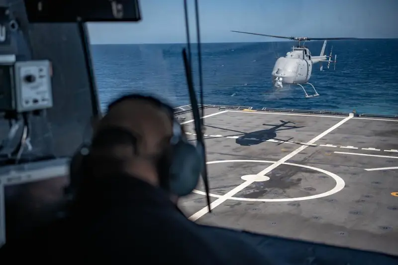 US Navy USS Montgomery (LCS 8) Conducts MQ-8C Fire Scout Unmanned Helicopter Operations