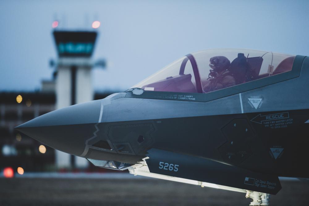 U.S. Air Force F-35A Lightning II pilot assigned to the 134th Fighter Squadron, Vermont Air National Guard, prepares for launch during routine flying operations at the Vermont Air National Guard Base, South Burlington, Vermont,