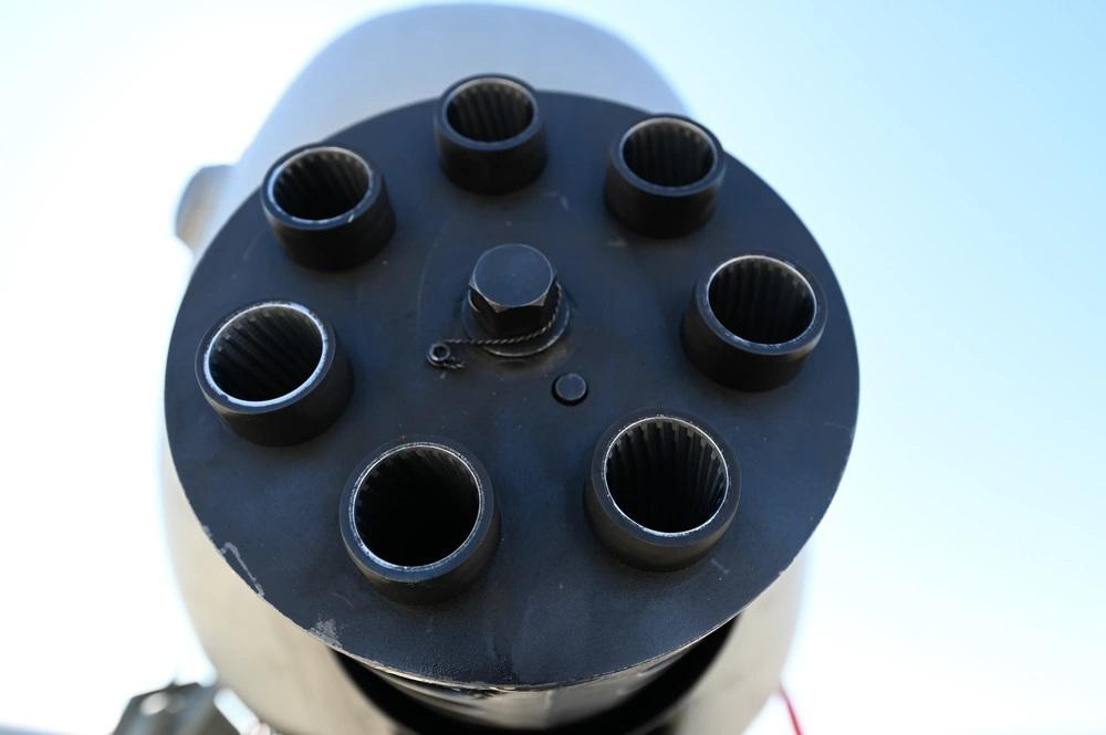 Close-up of the A-10 Thunderbolt II 30mm seven-barrel Gatling gun from the 59th and 422nd Test and Evaluation Squadrons at Hill Air Force Base, Utah