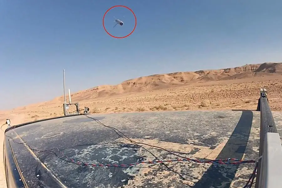 Aerospike (circled in red) air-to-surface precision guided missile in flight.