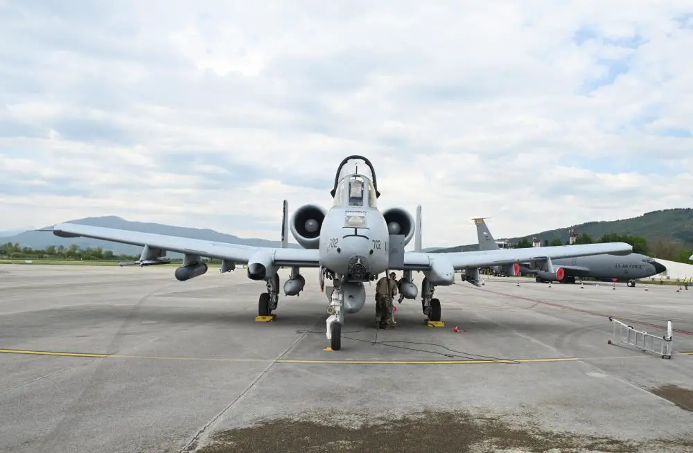 An A-10C Thunderbolt II aircraft assigned to the 104th Fighter Squadron, Maryland Air National Guard, arrives at Ohrid St. Paul The Apostle Airport in Ohrid, North Macedonia, May 7, 2022, ready to conduct Agile Combat Employment training in support of the Swift Response exercise. 