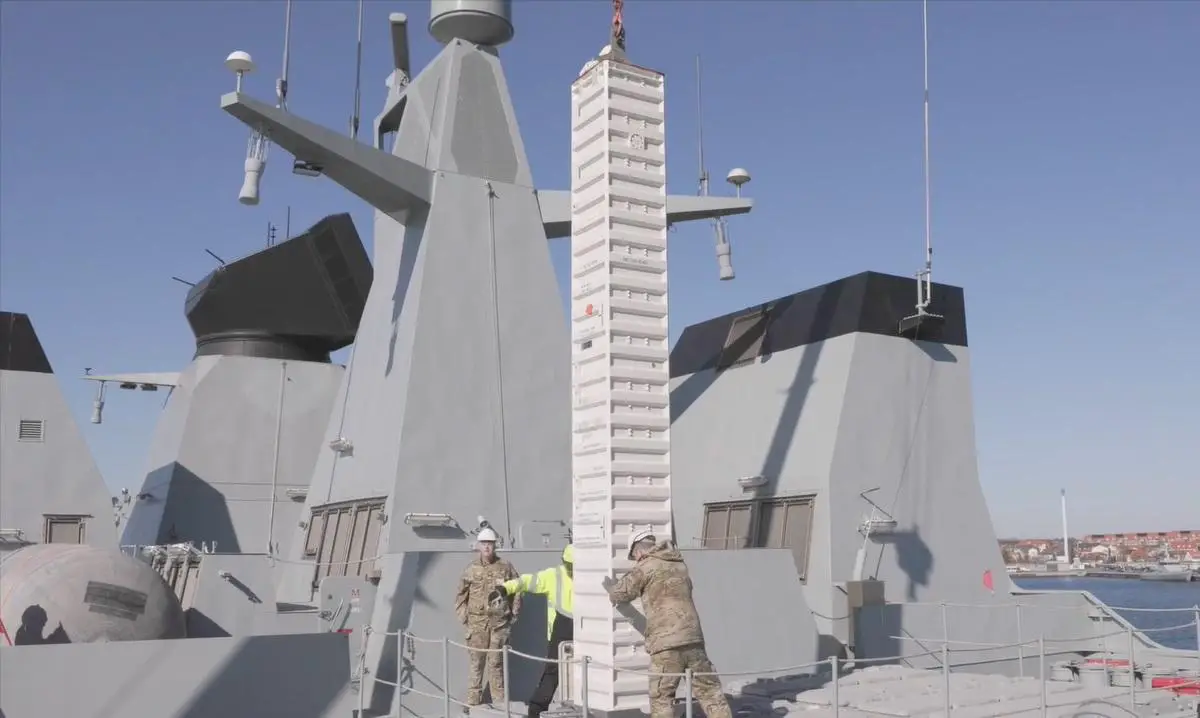 Royal Danish Navy installs SM2 missiles on frigate HDMS Niels Juel (F363) for first time.