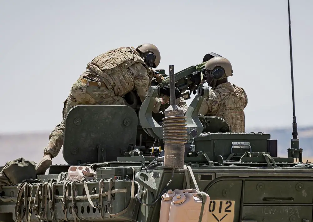 Soldiers assigned to 2nd Stryker Brigade Combat Team, 4th Infantry Division, reload the Common Remotely Operated Weapon Station - Javelin (CROWS-J) during the 2nd SBCT’s CROWS-J live-fire, April 28, 2022, at Fort Carson, Colorado.
