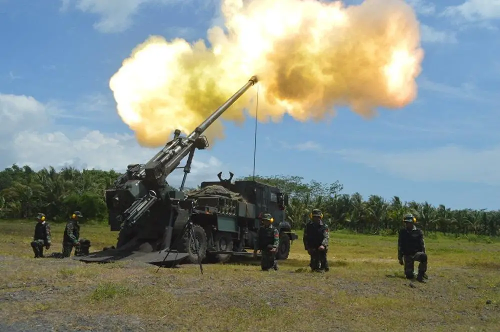 Indonesian Army CAESAR 6x6 Mark I 155mm Self-propelled Howitzers.