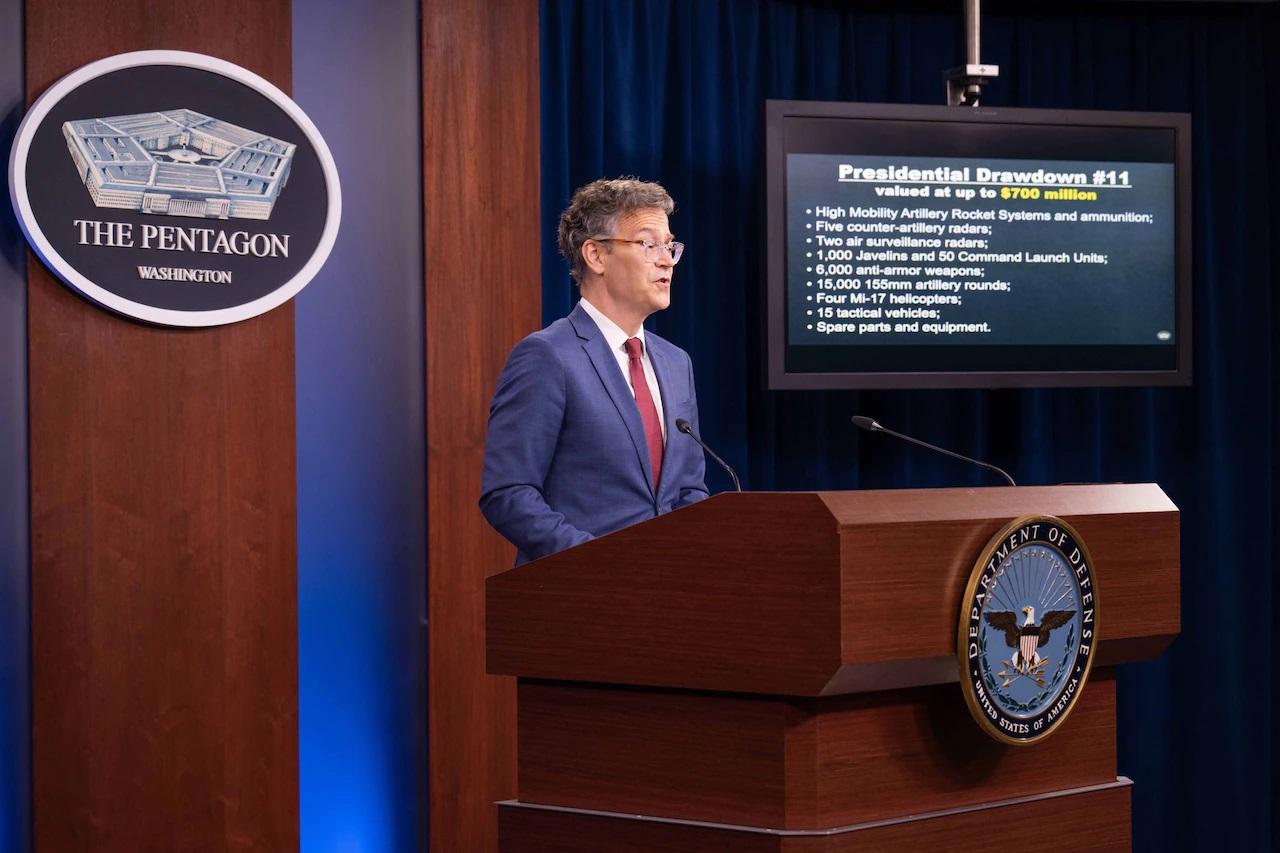 Colin Kahl, undersecretary of defense for policy, holds a press briefing at the Pentagon, June 1, 2022.