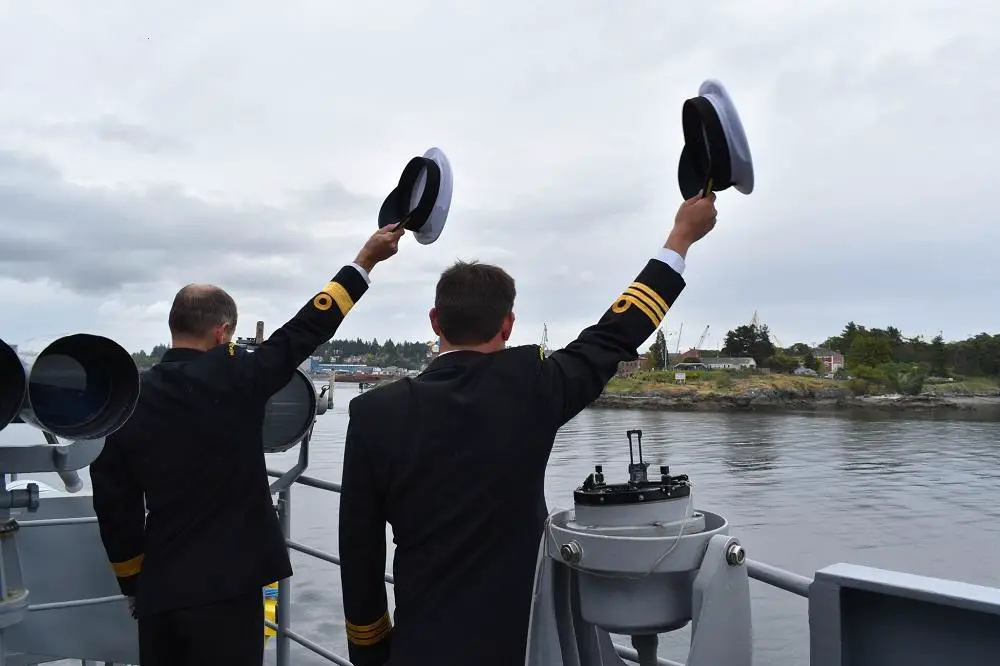 Royal New Zealand Navy HMNZS Te Mana Sailed Out of Victoria with Farewell Ceremony