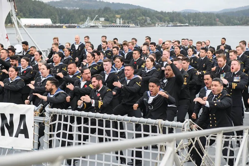 Royal New Zealand Navy HMNZS Te Mana Sailed Out of Victoria with Farewell Ceremony
