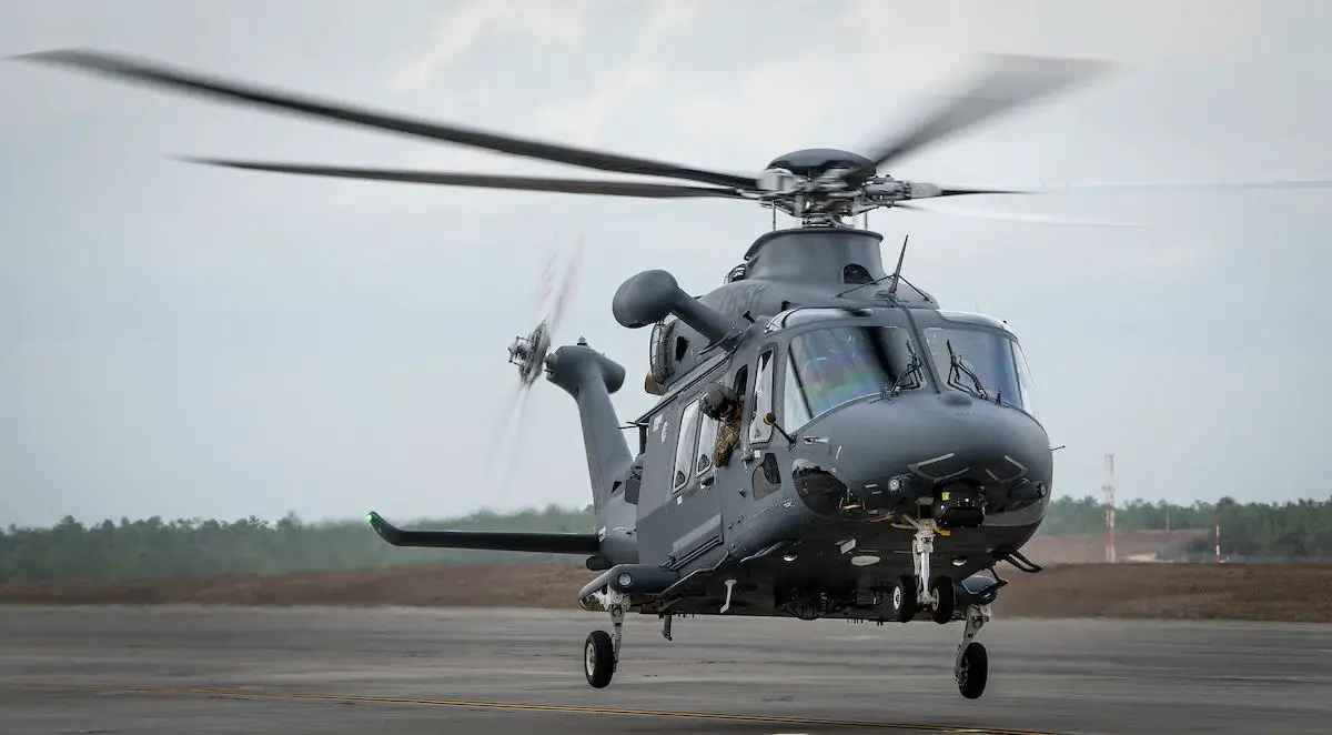 An MH-139A Grey Wolf, the Air Force’s newest helicopter, lifts off from the flightline for its first combined test flight at Eglin Air Force Base, Fla., Feb. 11, 2020. The Grey Wolf is set to replace the Air Force’s aging UH-1N Huey fleet. Joint Base Andrews, Md. was recently selected as the fourth location to host the aircraft.