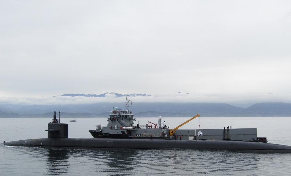 US Navy Ballistic Missile Submarine USS Alabama (SSBN-731) Conducts Crew Change at Sea