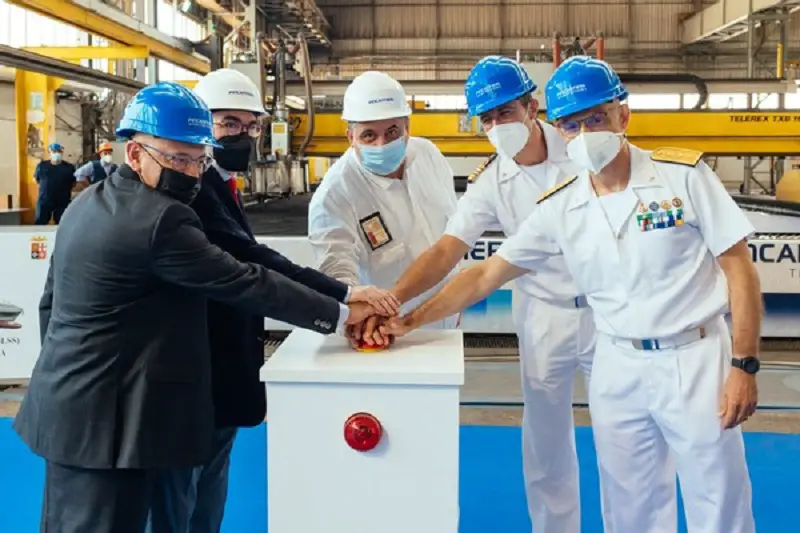 The steel cutting ceremony of the second Logistic Support Ship (LSS) for the Italian Navy