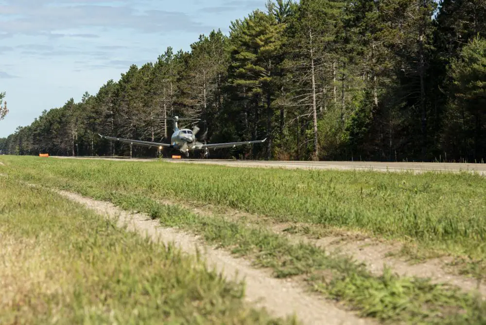 An U-28 Draco from the 1st Special Operations Wing, Hurlburt Field, Florida, lands on Michigan highway M-28 during Agile Combat Employment (ACE) training during Northern Agility-1 22 in Alger County, located in the Upper Peninsula of Mich., June 28, 2022.