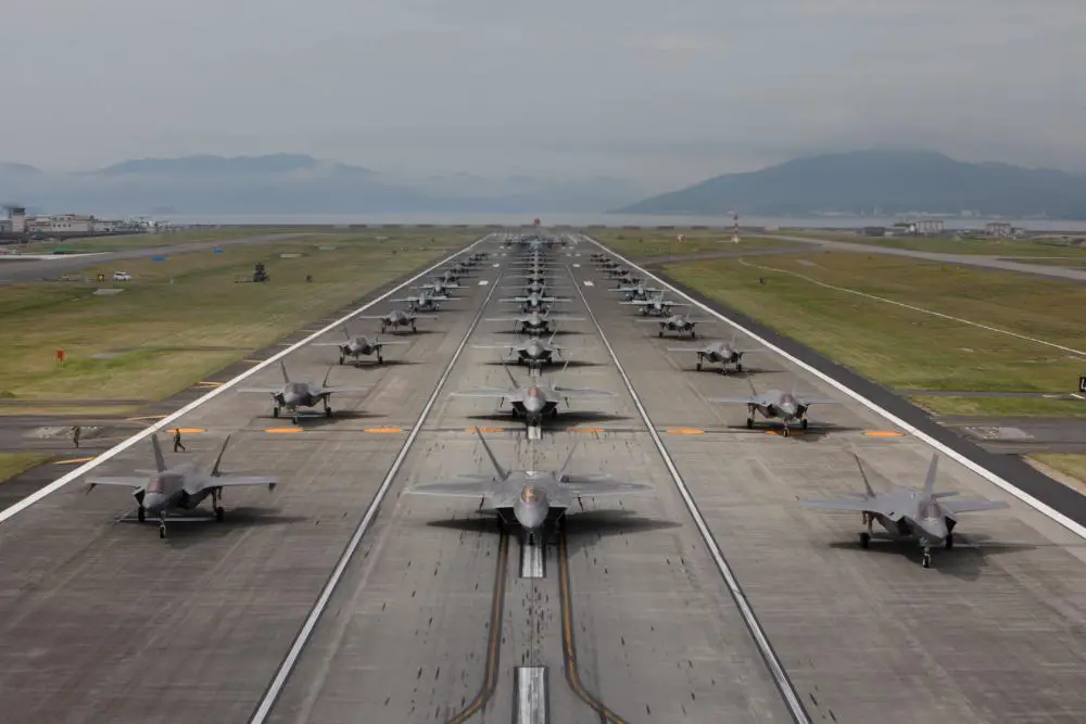 US Air Force and Marine Aircraft Group 12 Conduct An Elephant Walk Demonstration