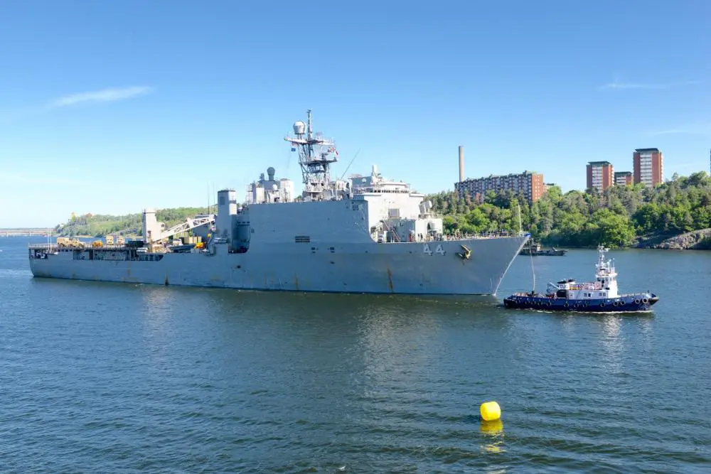 US Navy Dock Landing Ship USS Gunston Hall Arrives in Denmark for Mid-deployment Voyage Repair