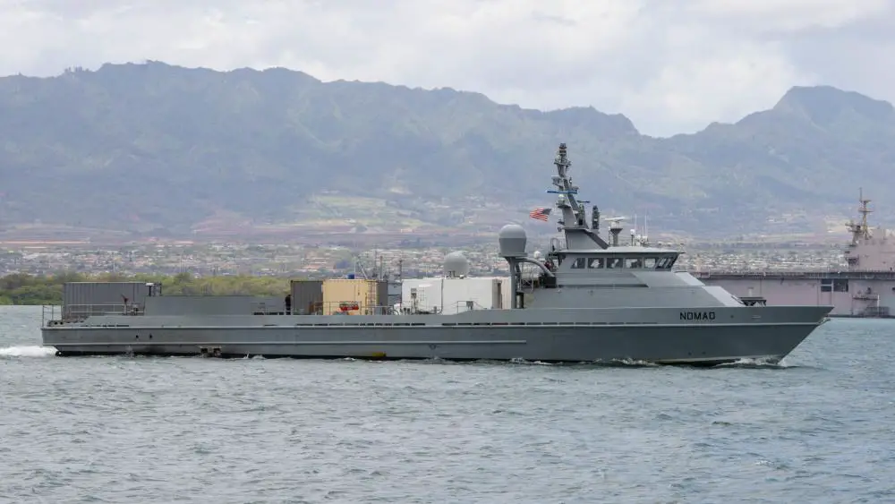  The large unmanned surface vessel Nomad arrives at Pearl Harbor to participate in Rim of the Pacific (RIMPAC) 2022.