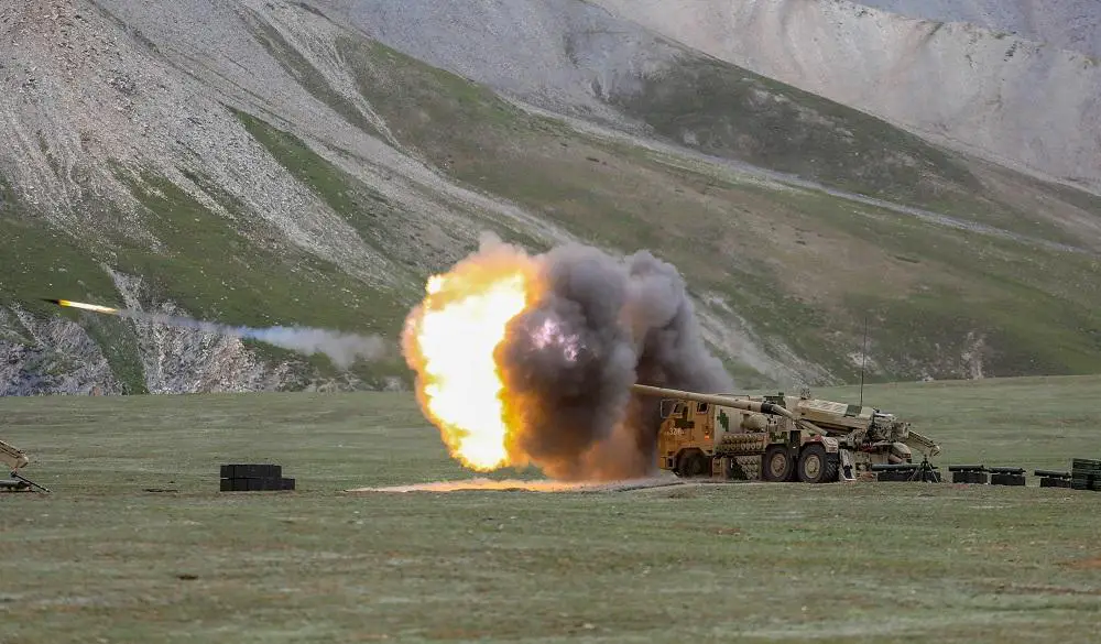Chinese PLA 77th Group Army PCL-181 Self-propelled Howitzers Conduct Live-fire Training Exercise