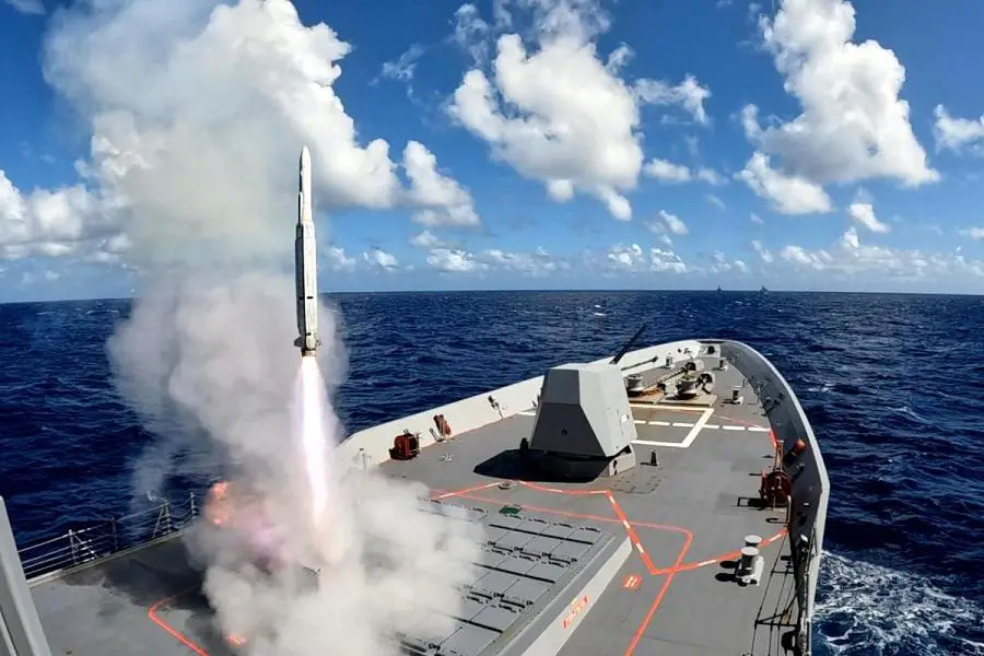 Royal Australian Navy (RAN) guided missile destroyer, HMAS Sydney fires an Evolved Sea Sparrow Missile at Exercise Pacific Dragon during a regional presence deployment.