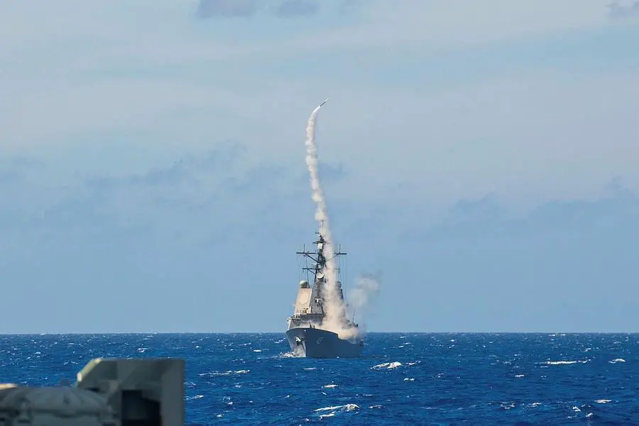 Royal Australian Navy Destroyer HMAS Sydney Fires ESSM Missile in Exercise Pacific Dragon 2022