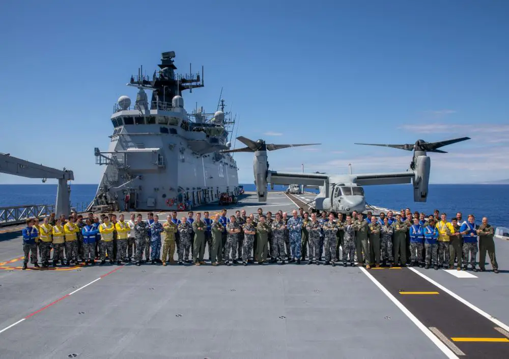 Royal Australian Navy HMAS Canberra (L02) Qualifies to Operate Osprey Tilt-Rotors