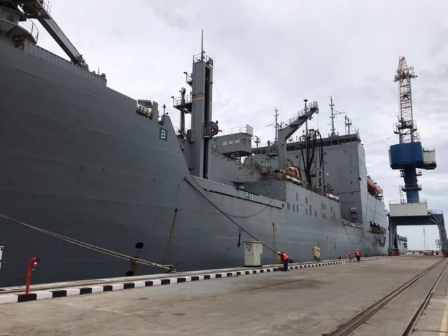  The Lewis and Clark-class dry cargo ship USNS Charles Drew (T-AKE 10) moors pierside in L&T Shipyard in Kattupalli, near Chennai, India, Aug. 7, 2022 for scheduled maintenance. As part of Military Sealift Command’s Combat Logistics Force (CLF), Charles Drew enables U.S. Navy ships to remain at sea and combat ready for extended periods of time.