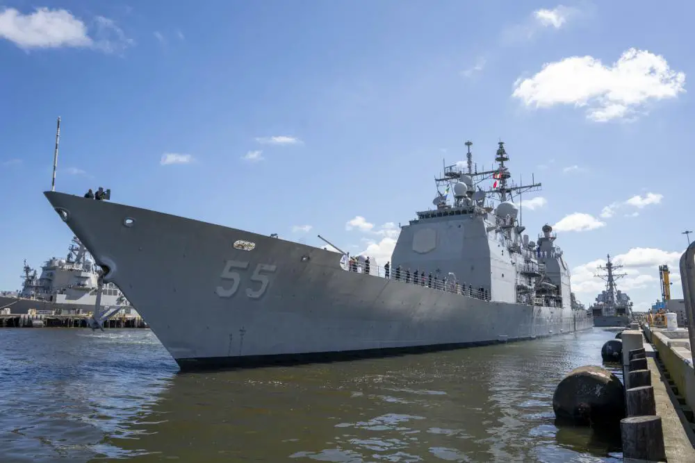 US Navy Ticonderoga-class Guided-missile Cruiser USS Leyte Gulf Underway for Deployment