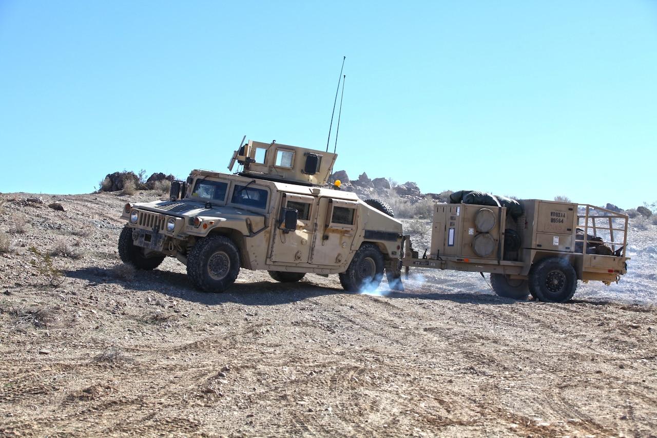 Armored High Mobility Multipurpose Wheeled Vehicles (HMMWVs)