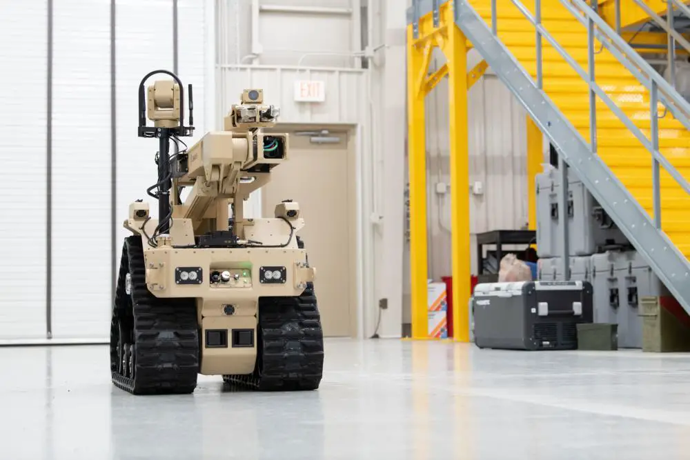 A L3Harris T7 Multi-Mission Robotics System is displayed during a training event Aug. 25, 2022, at Eglin Air Force Base, Florida.