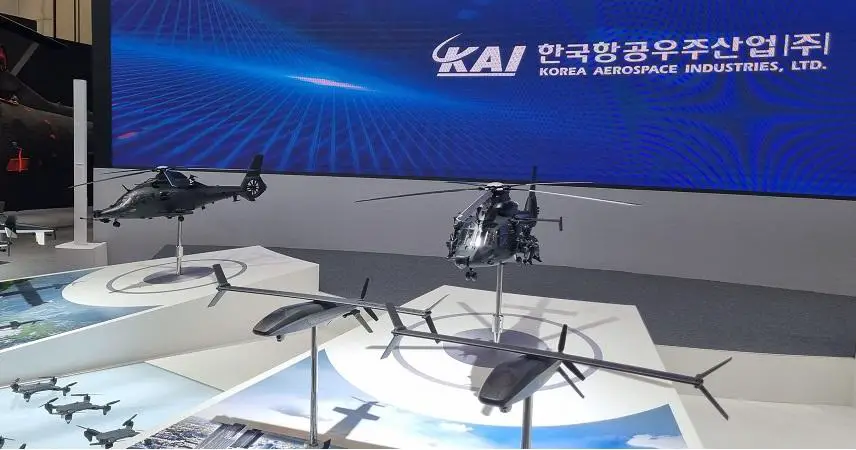 A model of the Light Utility Helicopter (LUH) was displayed by KAI at DX Korea 2022.