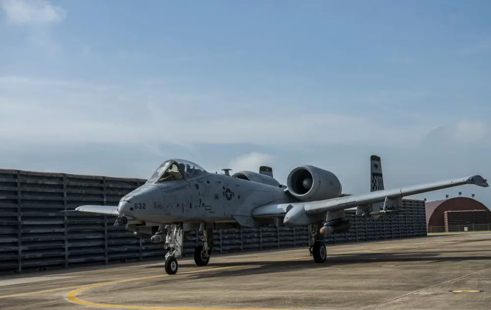 An A-10C Thunderbolt II assigned to the 25th Fighter Squadron taxis on the flight line after landing during a training sortie at Gwangju Air Base, Republic of Korea, Aug. 18, 2022. During the training, the 25th FS conducted multiple mission sorties in a simulated combat environment. (U.S. Air Force photo by Staff Sgt. Dwane R. Young)
