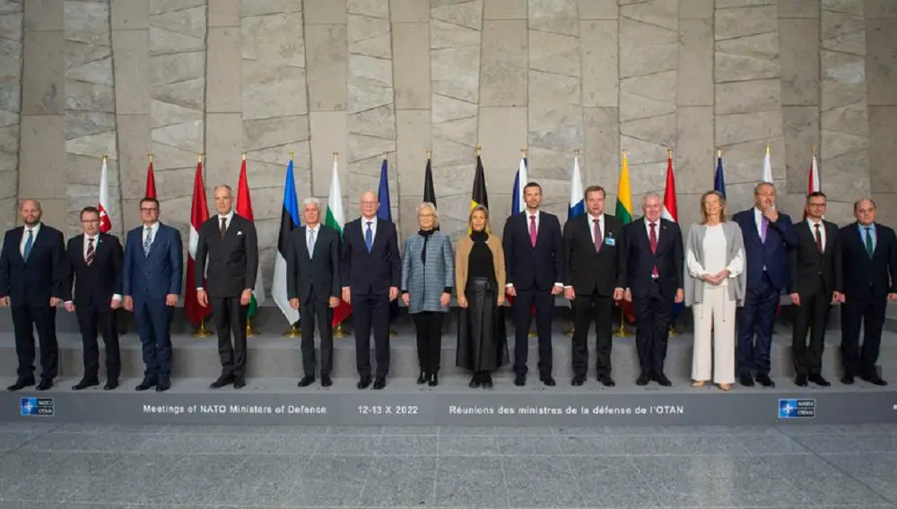 Defence Ministers from 14 NATO Allies and Finland  sign a Letter of Intent for the development of a European Sky Shield Initiative - Meeting of NATO Ministers of Defence - Brussels, Belgium.
