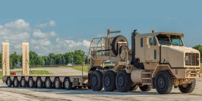Oshkosh Defense Enhanced Heavy Equipment Transporter System (EHETS) trailer