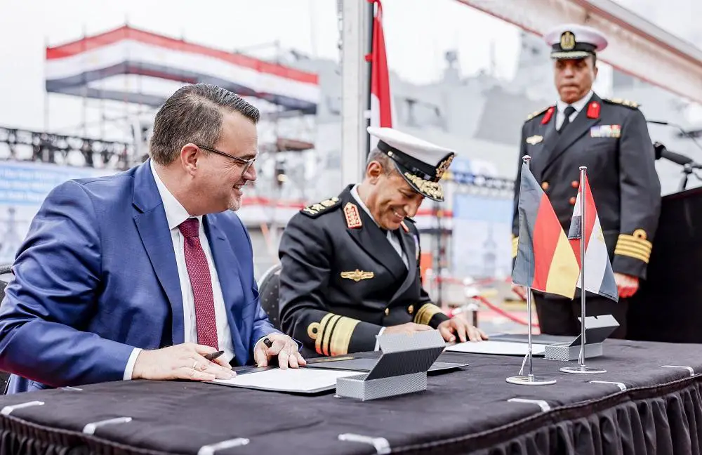 Signatures for the handover of AL-AZIZ by CEO Oliver Burkhard and Vice Admiral Atwa