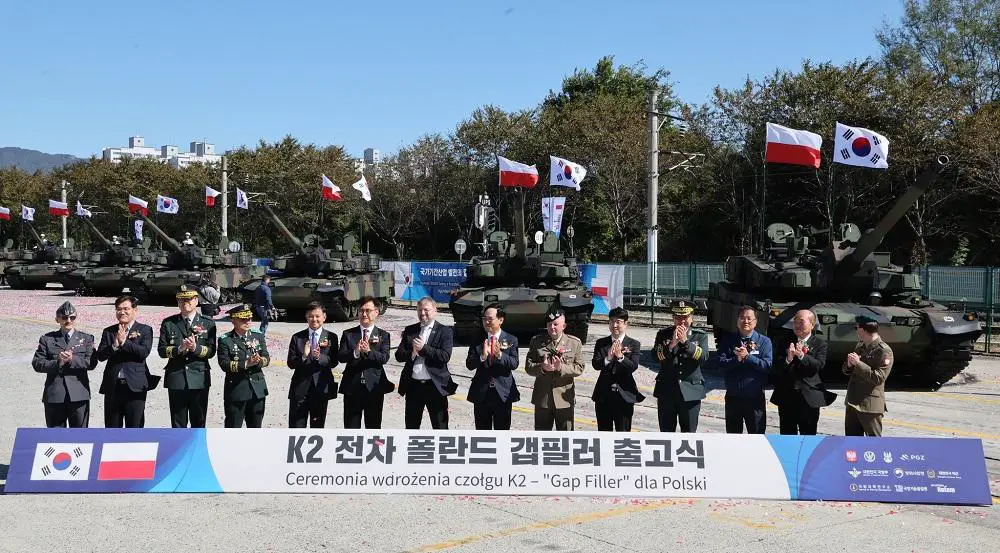 Hyundai Rotem Rolls Out K2 Main Battle Tanks Bound for Polish Land Forces