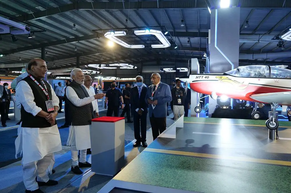 Indian Prime Minister Unveils HAL HTT-40 Basic Trainer Aircraft for Indian Air Force