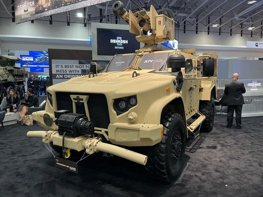 General Purpose Joint Light Tactical Vehicle (JLTV) integrated with a Kongsberg Remote Weapon Station (RWS) and side mount Javelin