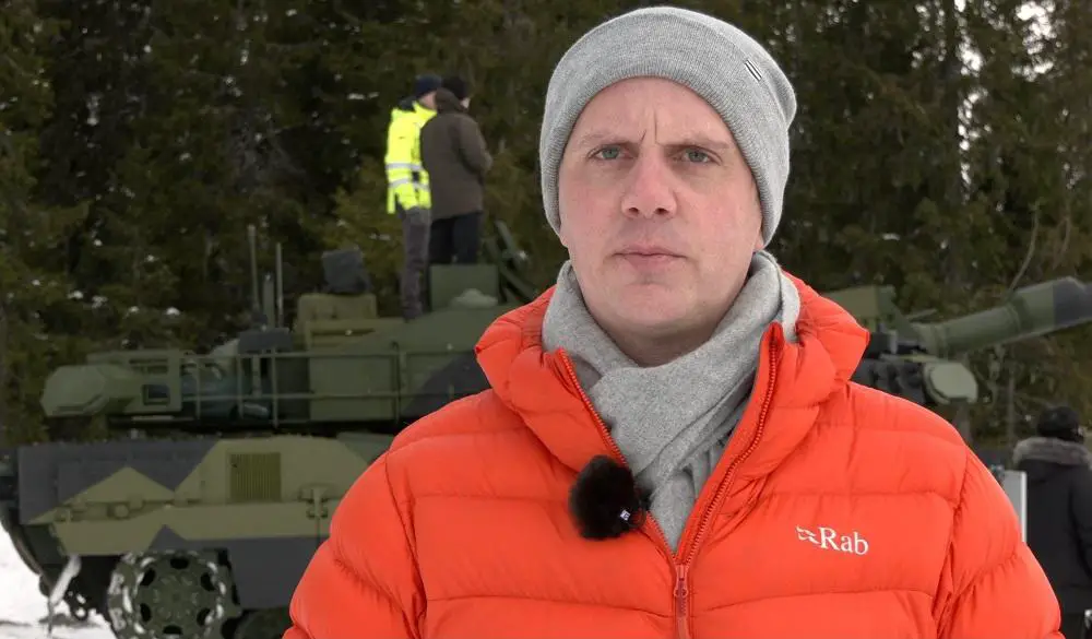 Audun Dotseth, nammo’s VP Large Caliber Systems, in front of the K2 tank during testing at Rena, Norway.